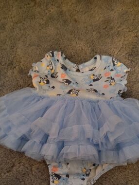 Blue Tulle Baby Dress Bodysuit 0/3m